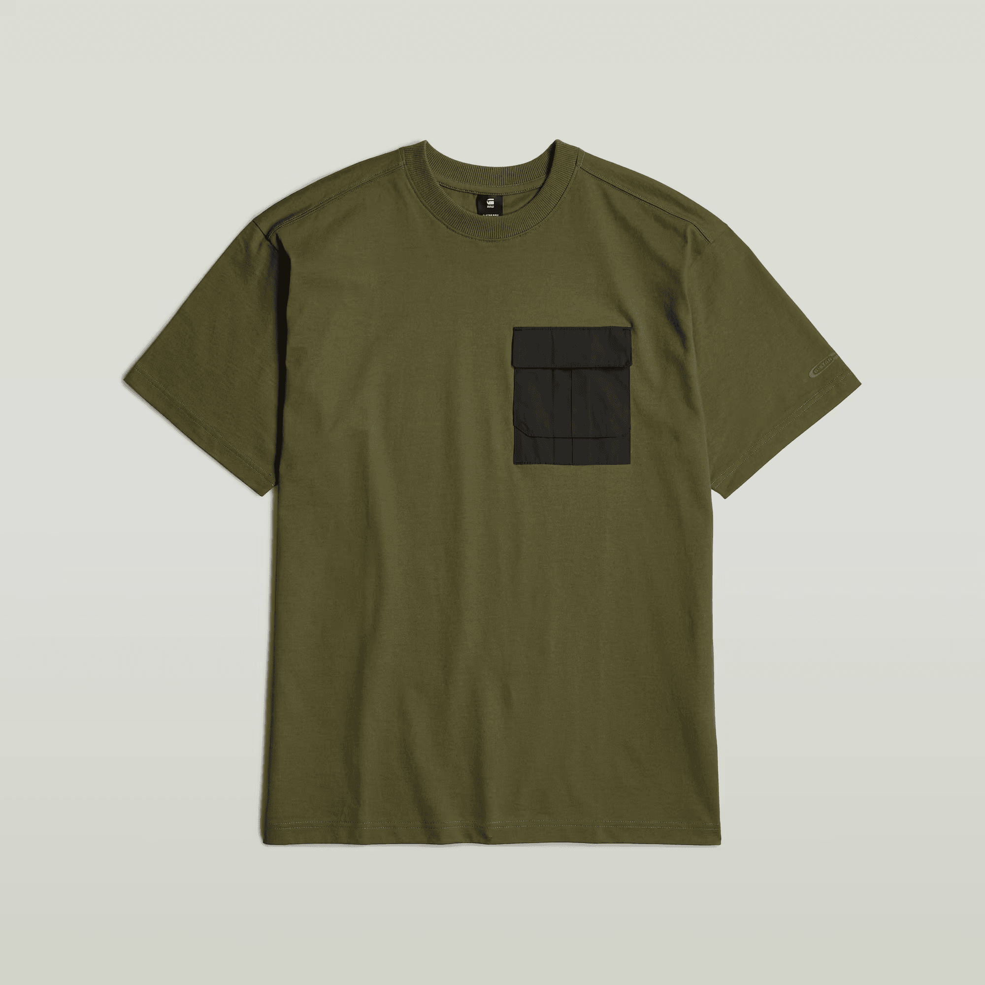 Woven Mix Pocket Loose T-Shirt in Shadow Olive