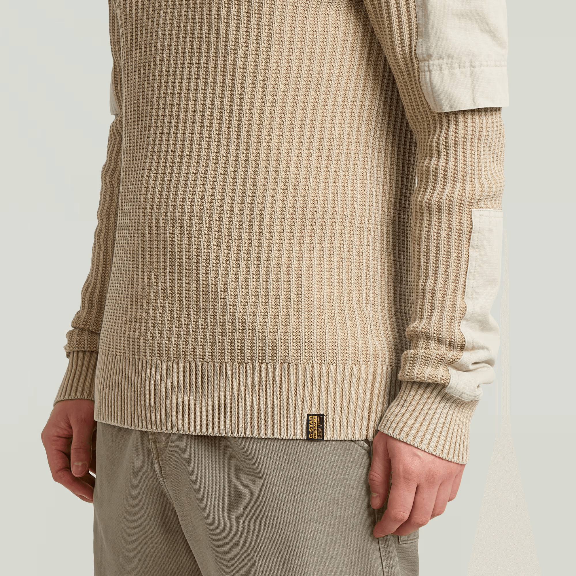 Woven Mix Washed Knit Pullover in Cream - Milu James St