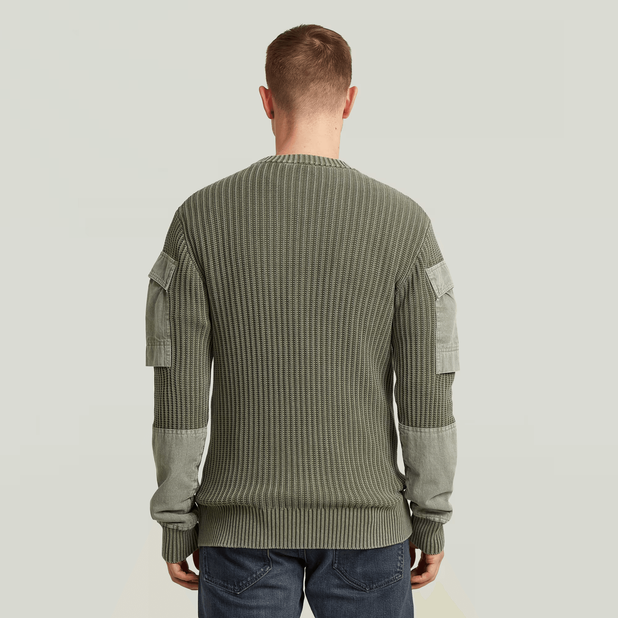 Woven Mix Washed Knit Pullover in Shadow Olive - Milu James St