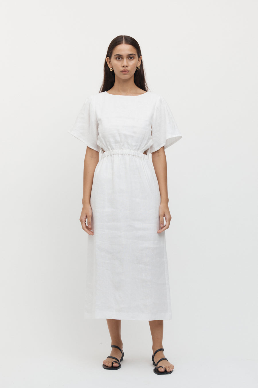 Mathilde Summer Midi Dress in White