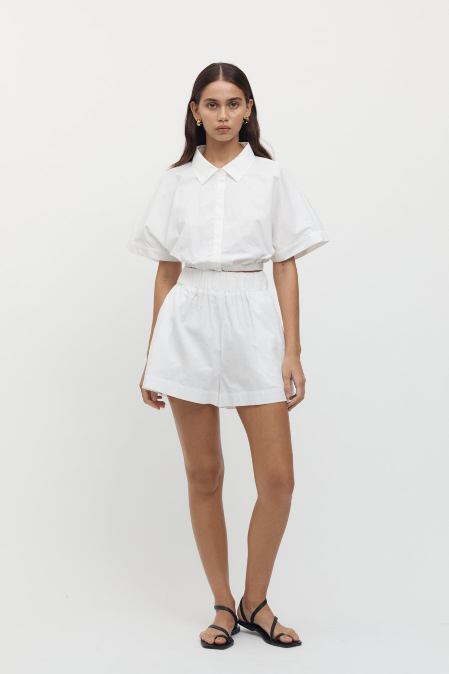 Gabelli Cropped Cotton Shirt in White