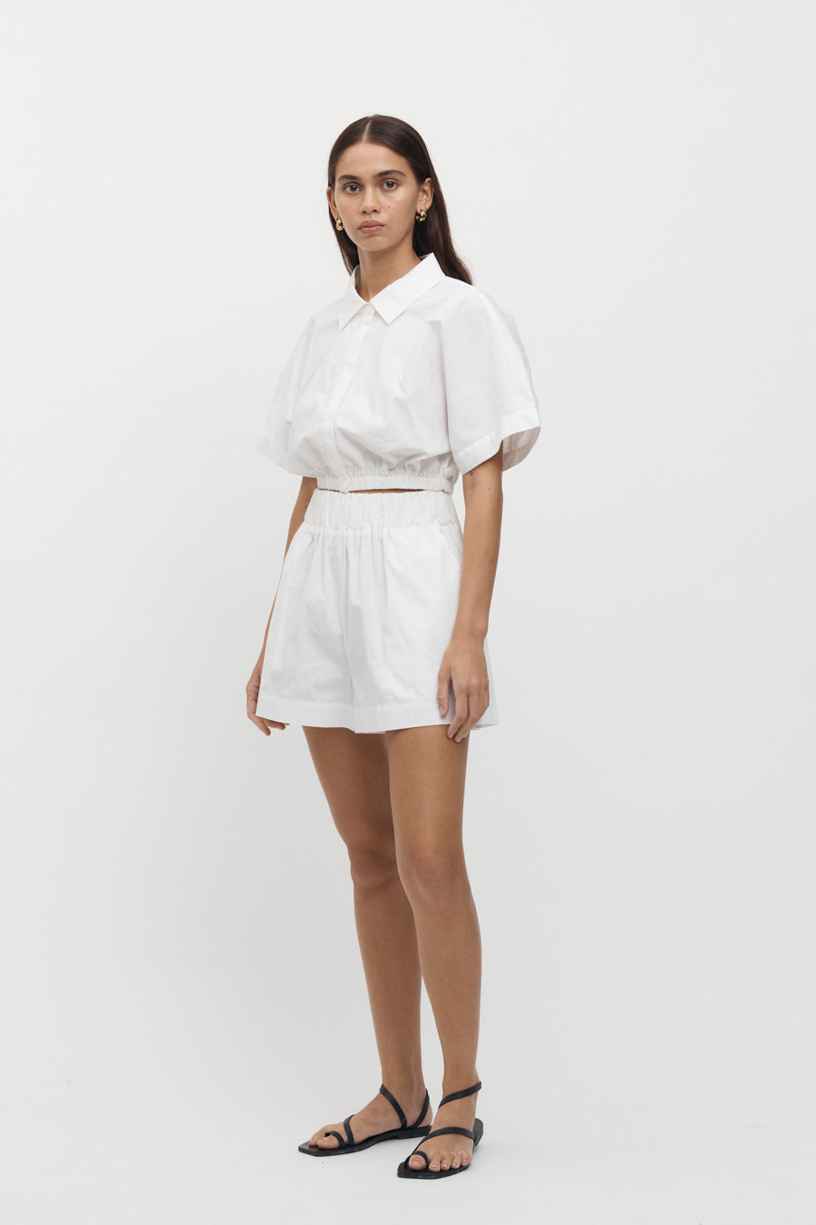 Gabelli Cropped Cotton Shirt in White