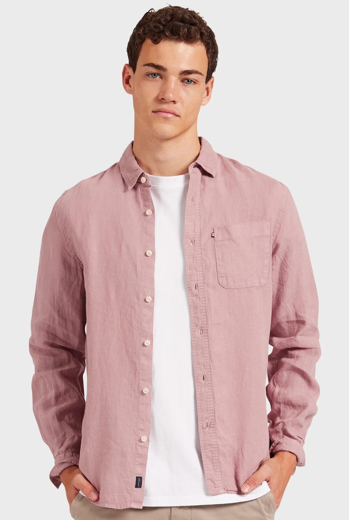 Hampton Linen Shirt in Iris Pink