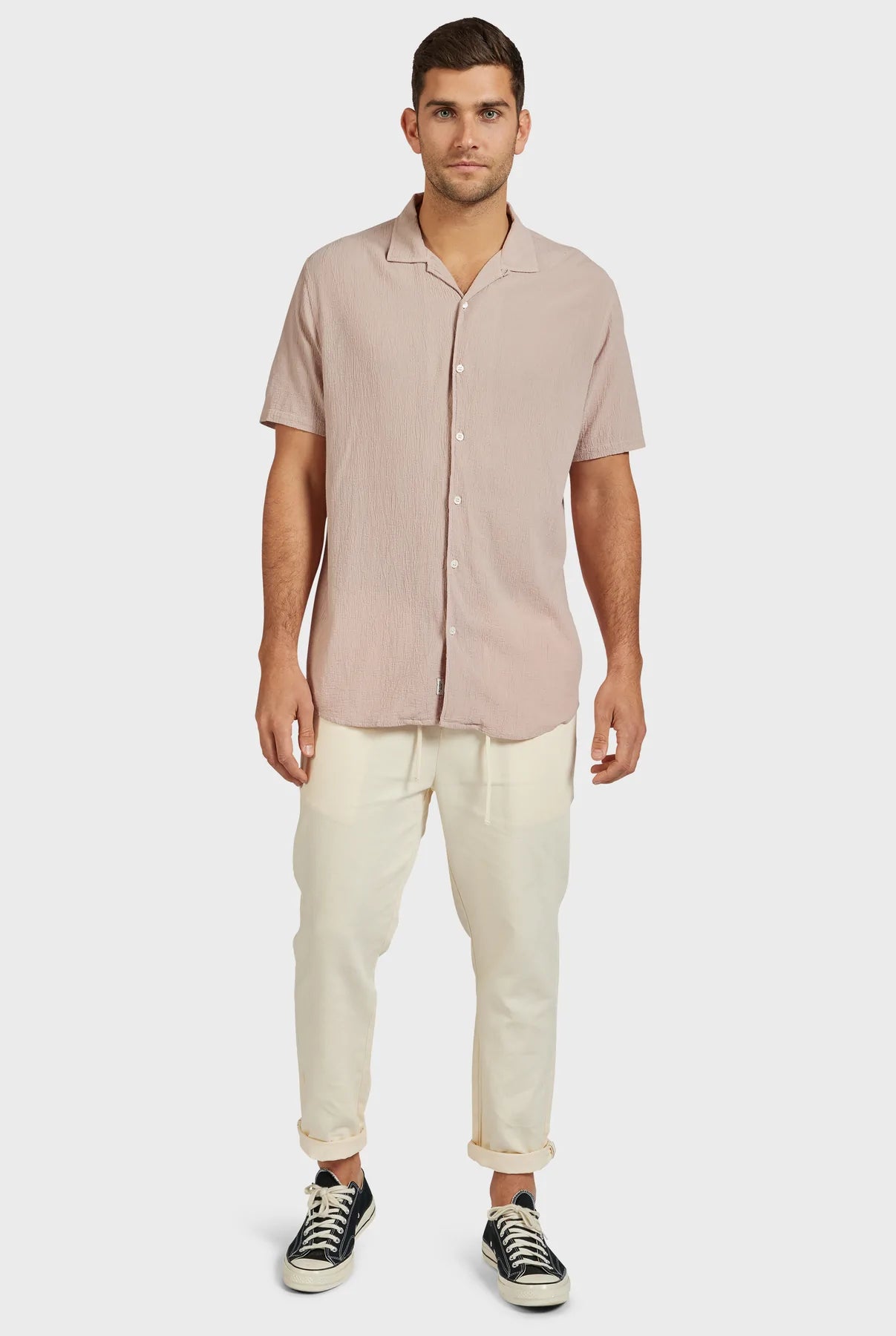 Bedford Short Sleeve Shirt in Dusty Pink