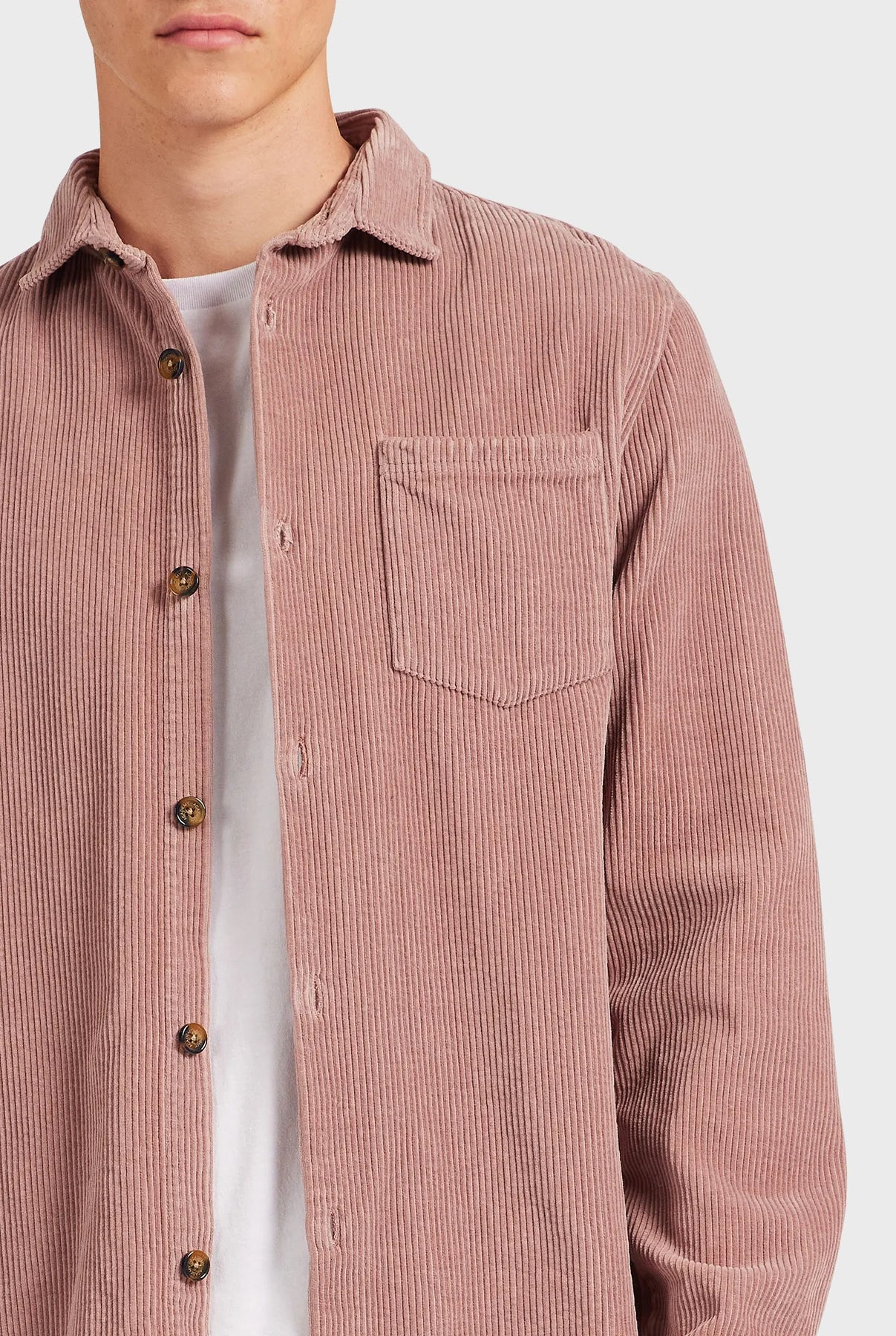 Lebowski Cord Overshirt in Chalk Pink