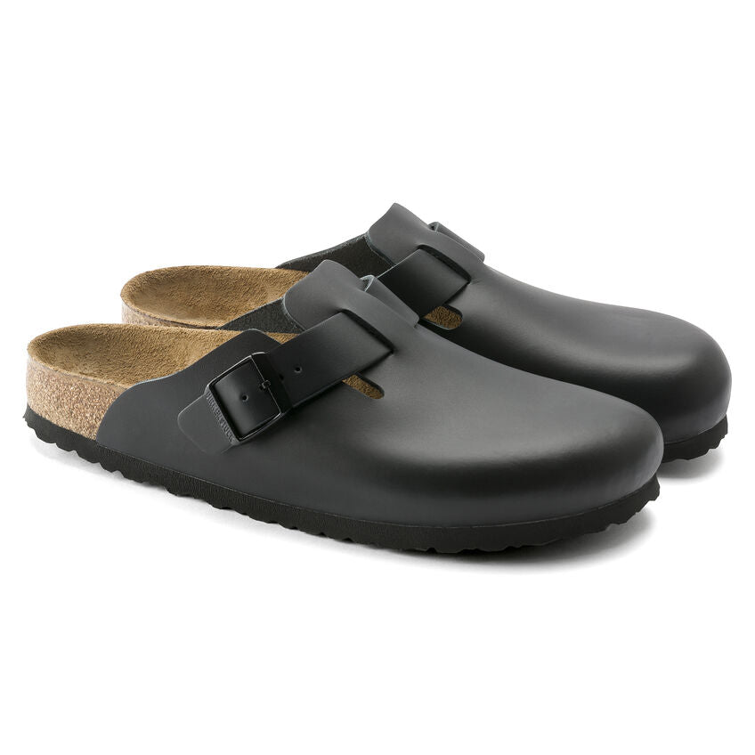 Boston Smooth Leather in Black (Classic Footbed - Suede Lined)