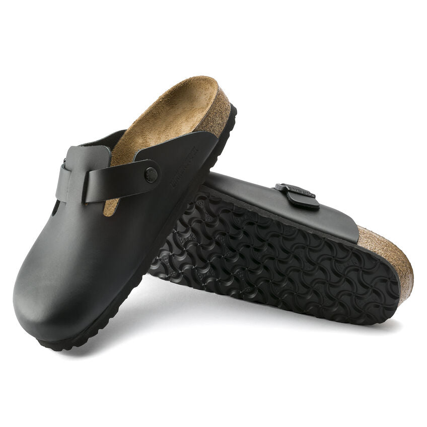 Boston Smooth Leather in Black (Classic Footbed - Suede Lined)
