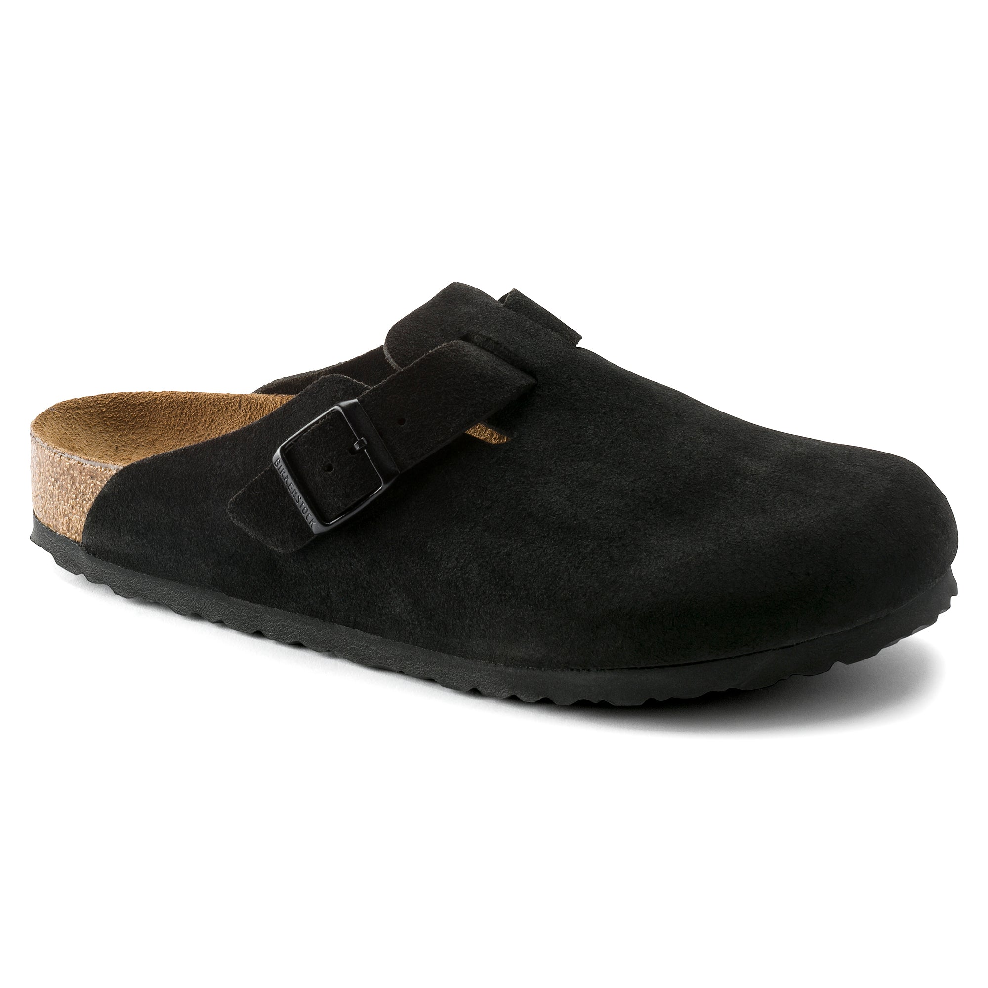 Boston Suede Leather in Black (Soft Footbed)