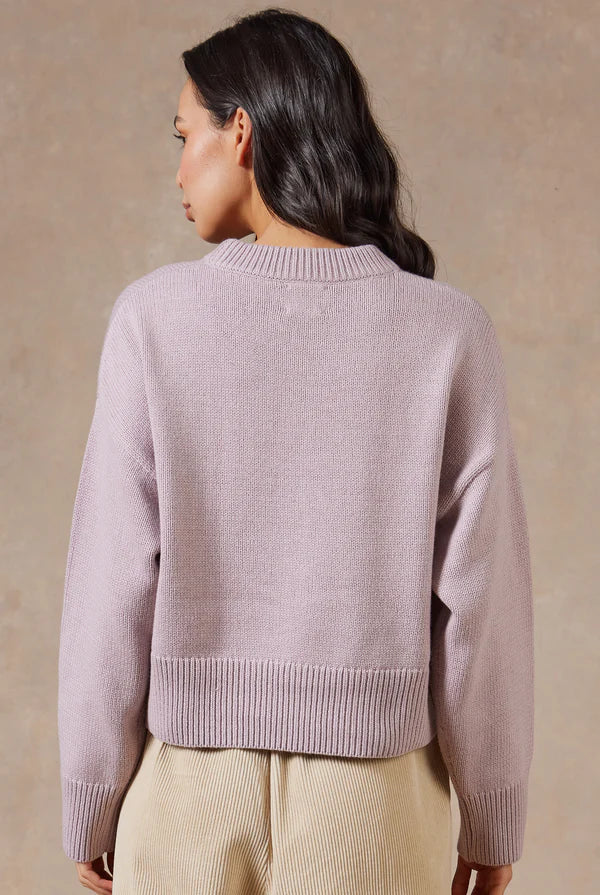 Malibu Crew Sweater in Chalk Pink