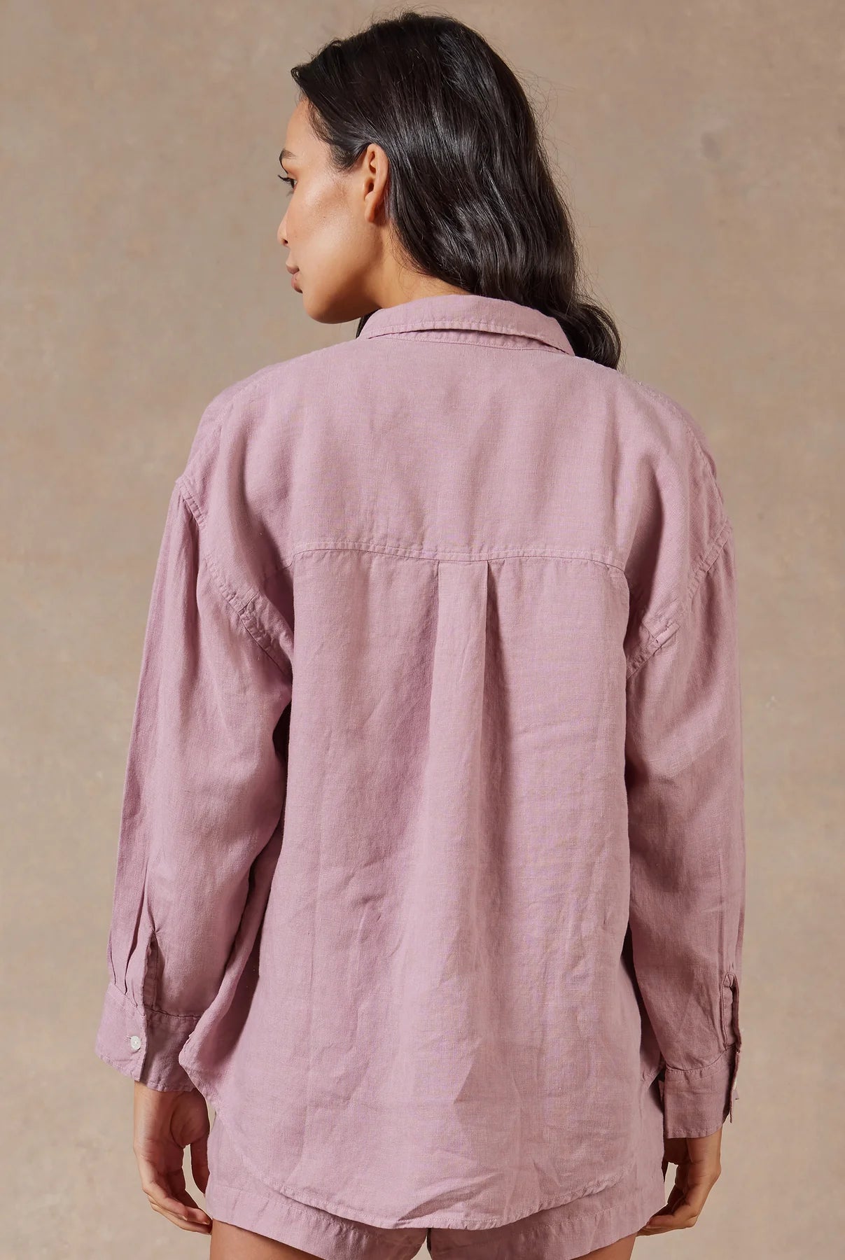 (W) Hampton Linen Shirt in Iris Pink