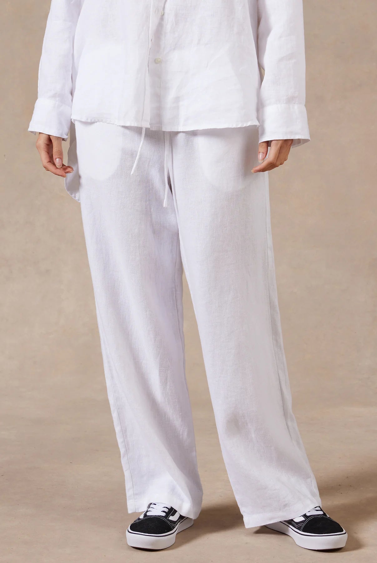 (W) Riviera Linen Pant in White