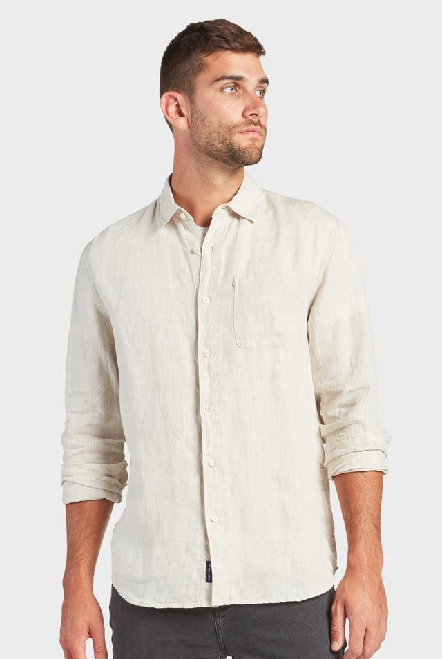 Hampton L/S Linen Shirt in Oatmeal