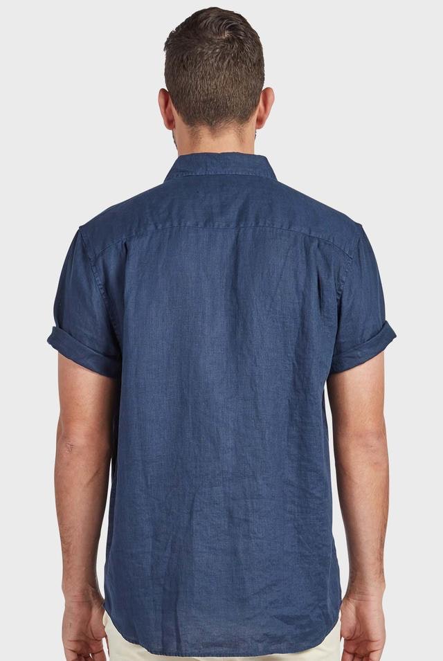 Hampton Linen Short Sleeve Shirt in Navy