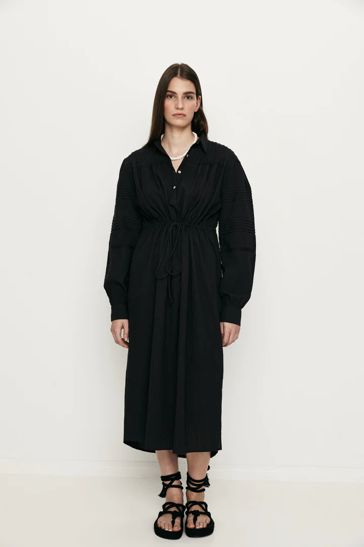 Latitude Drawcord Dress in Coalberry