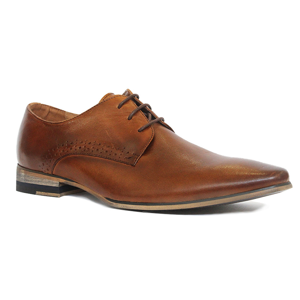 Plant Lace-Up Dress Shoe in Tan Leather - Milu James St