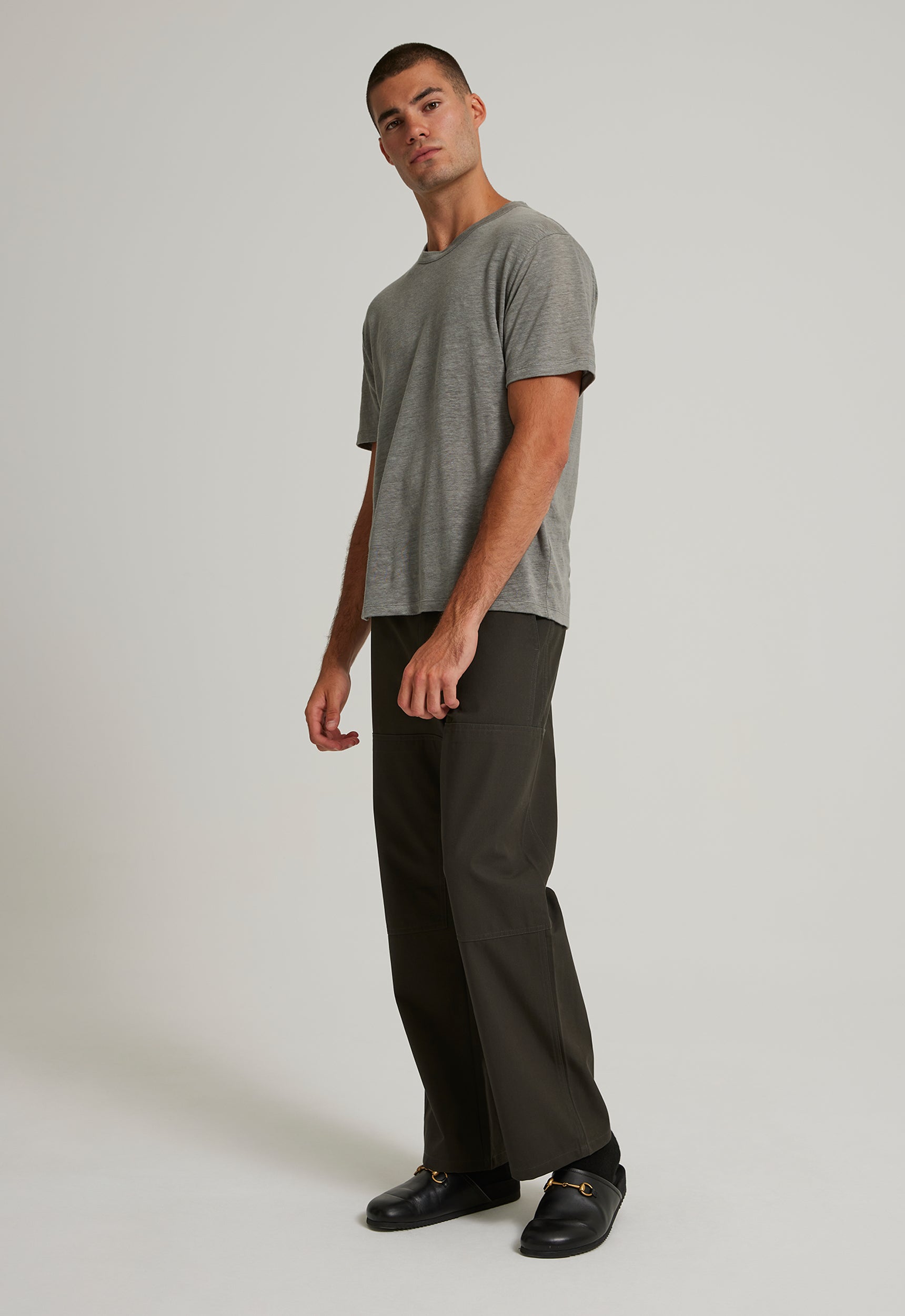 Line Linen Tee in Shrub