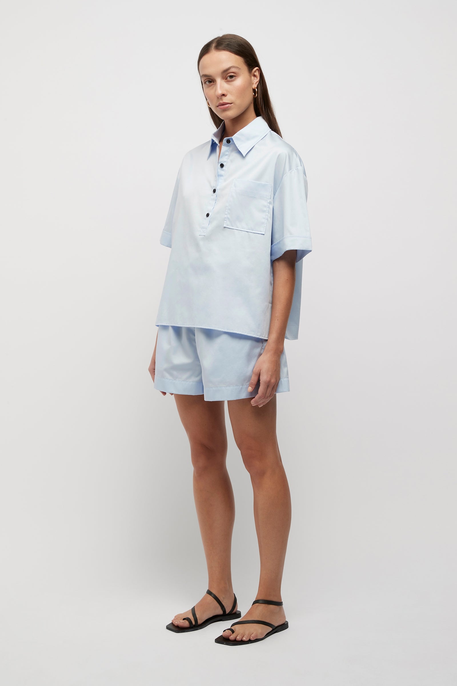 Marni Cropped Shirt in Sky