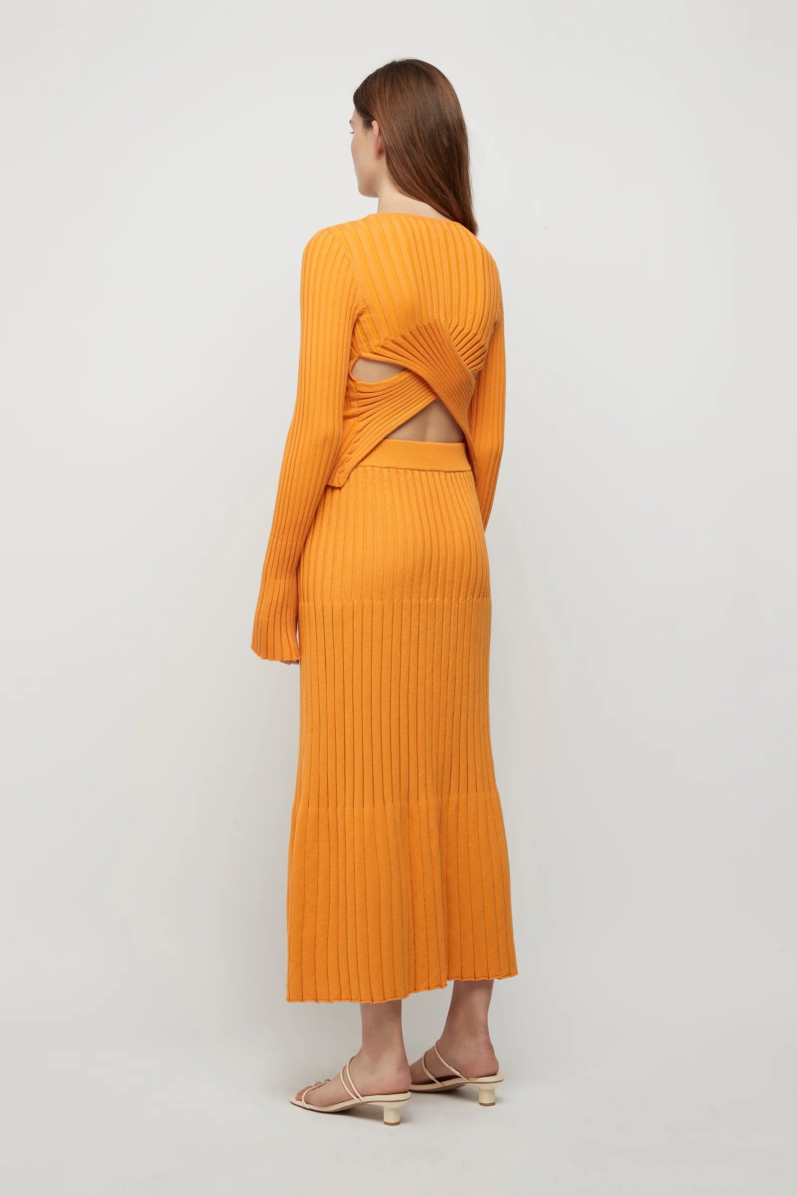 Nebula Knit Skirt in Tangerine