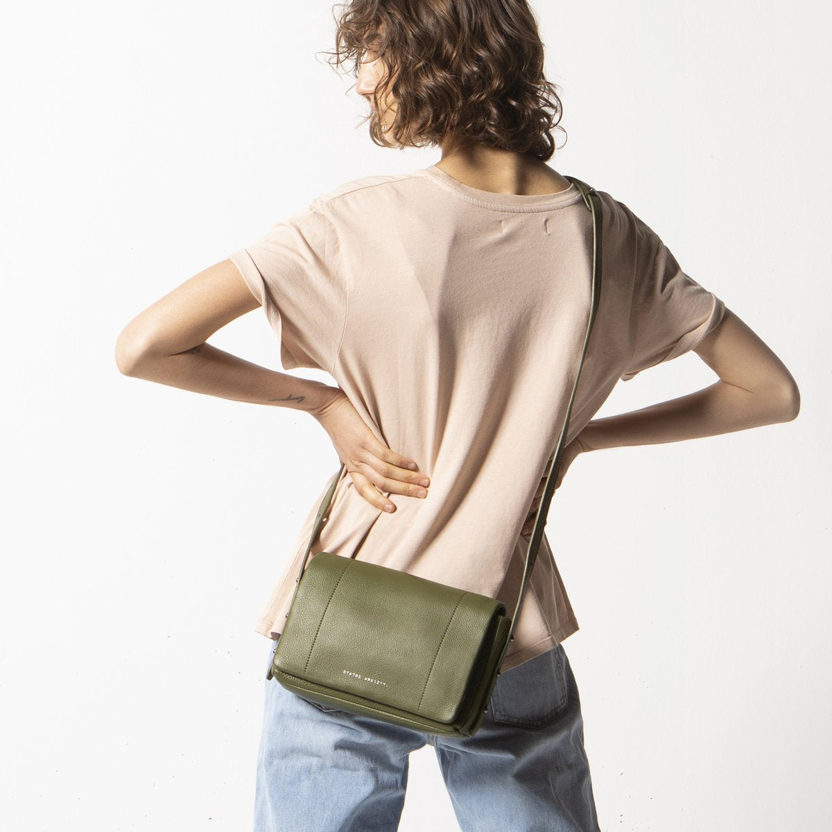 Succumb Leather Crossbody Bag in Khaki