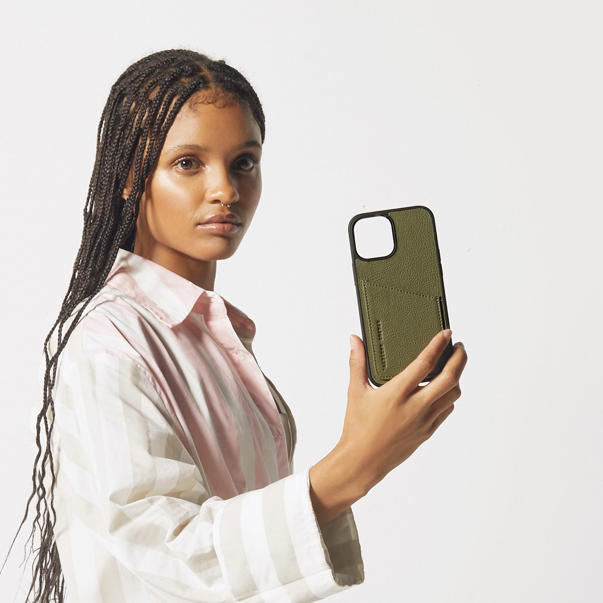 Who's Who Leather iPhone Case in Khaki