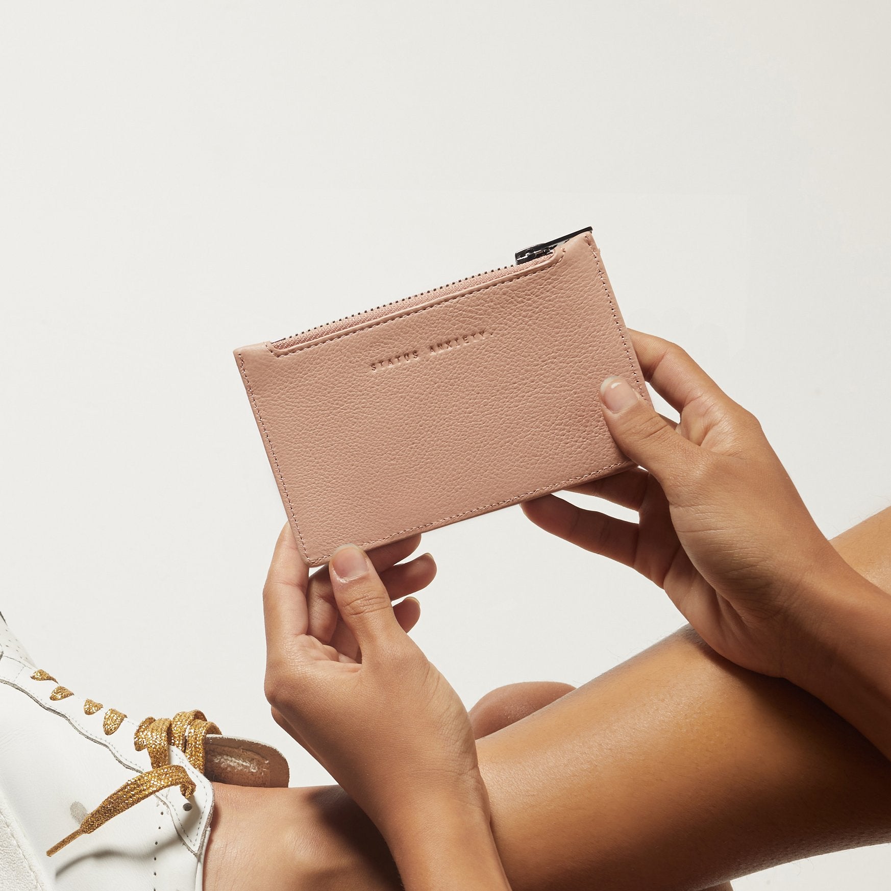 Avoiding Things Leather Wallet in Dusty Pink