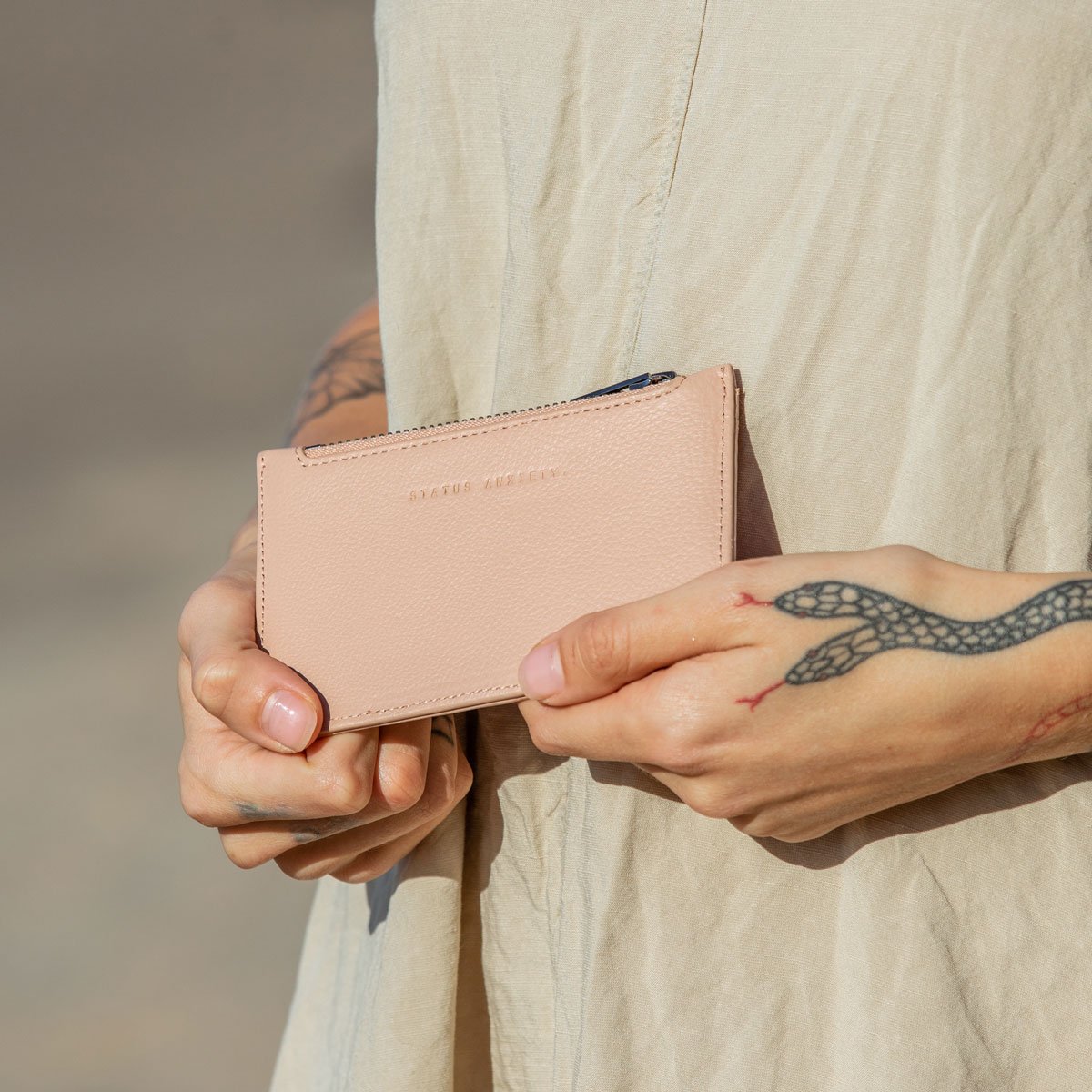 Avoiding Things Leather Wallet in Dusty Pink