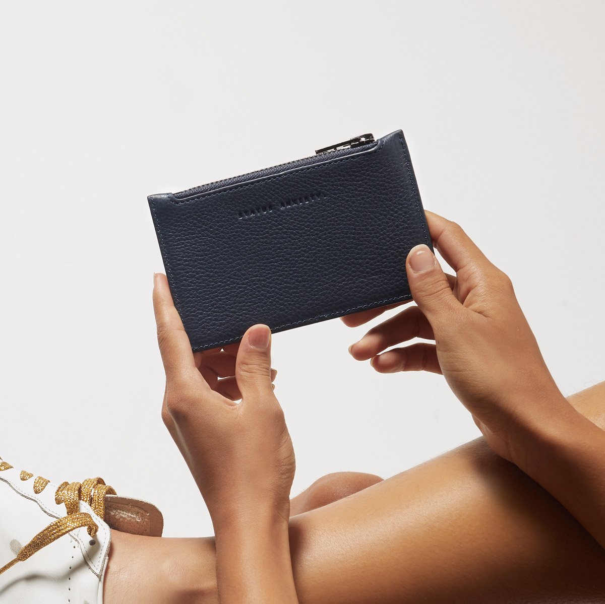 Avoiding Things Leather Wallet in Navy Blue