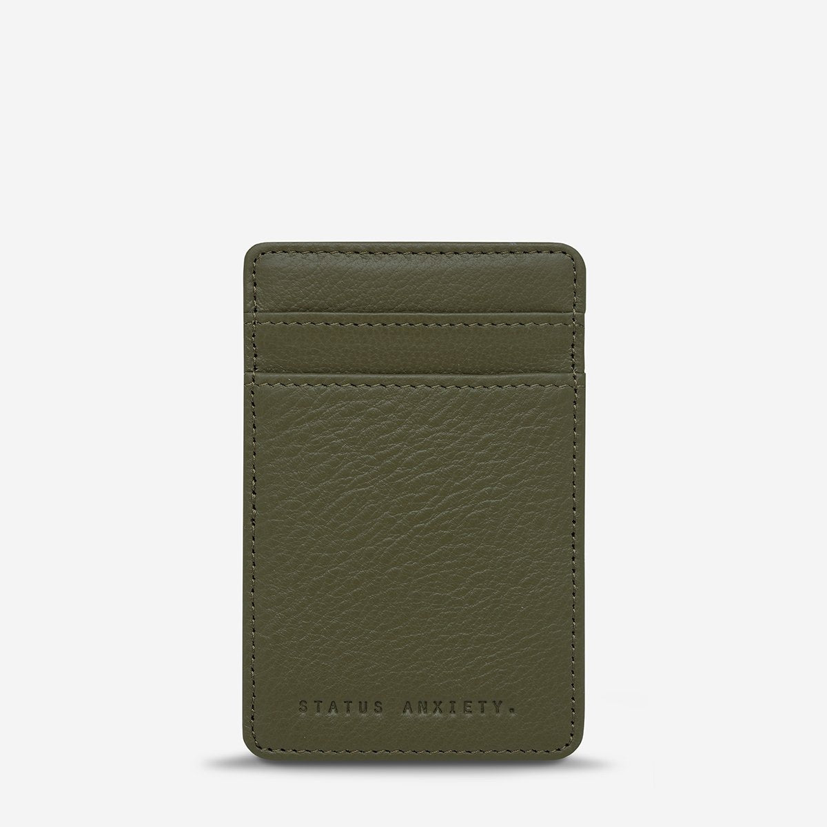Flip Leather Wallet in Khaki