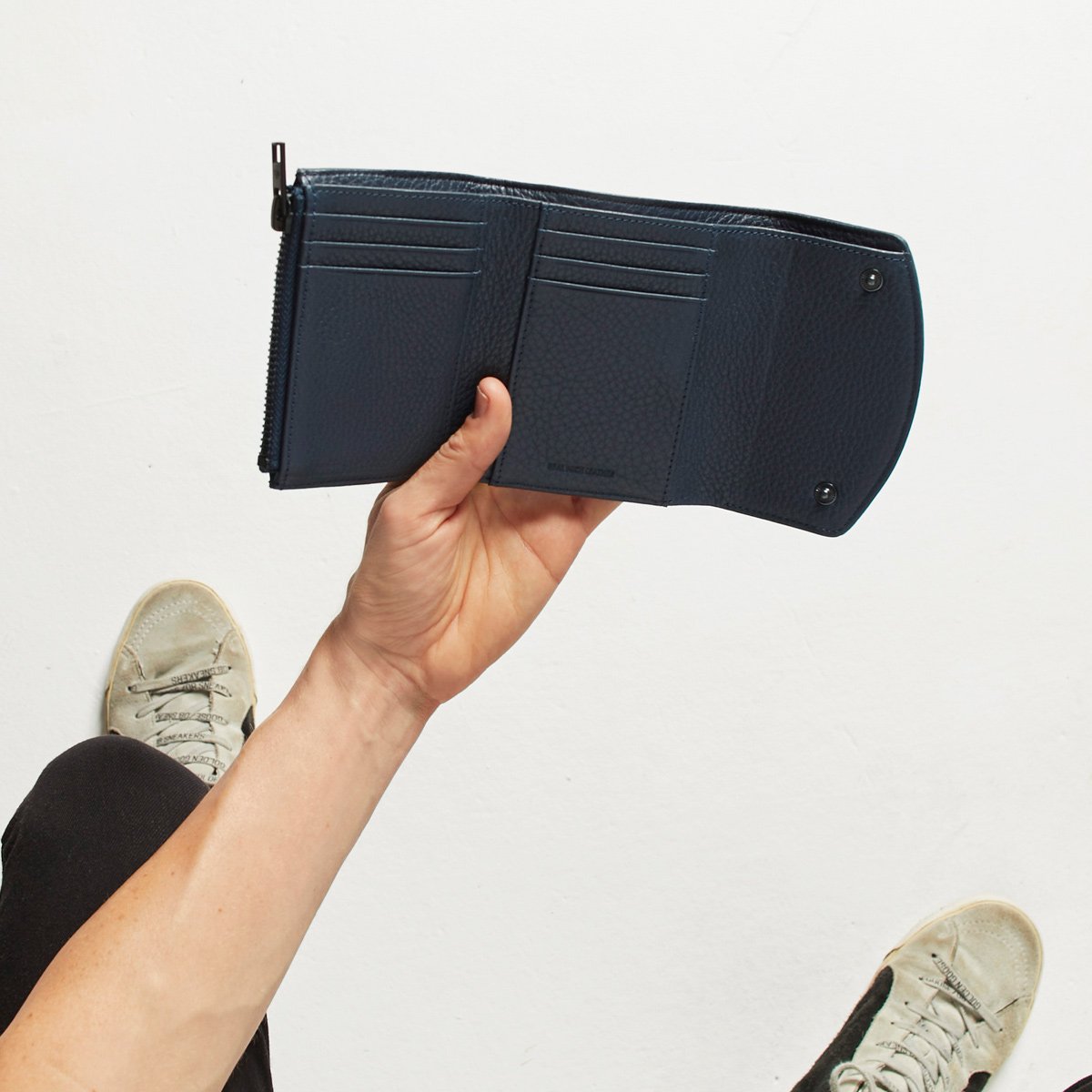 Lucky Sometimes Leather Wallet in Navy Blue